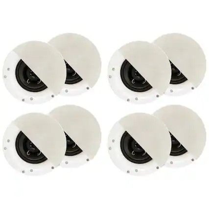 Front. Acoustic Audio by Goldwood - R192 Frameless in Ceiling/in Wall Speaker 4 Pair Pack 2 Way Home Theater Surround Speakers - Paintable White.