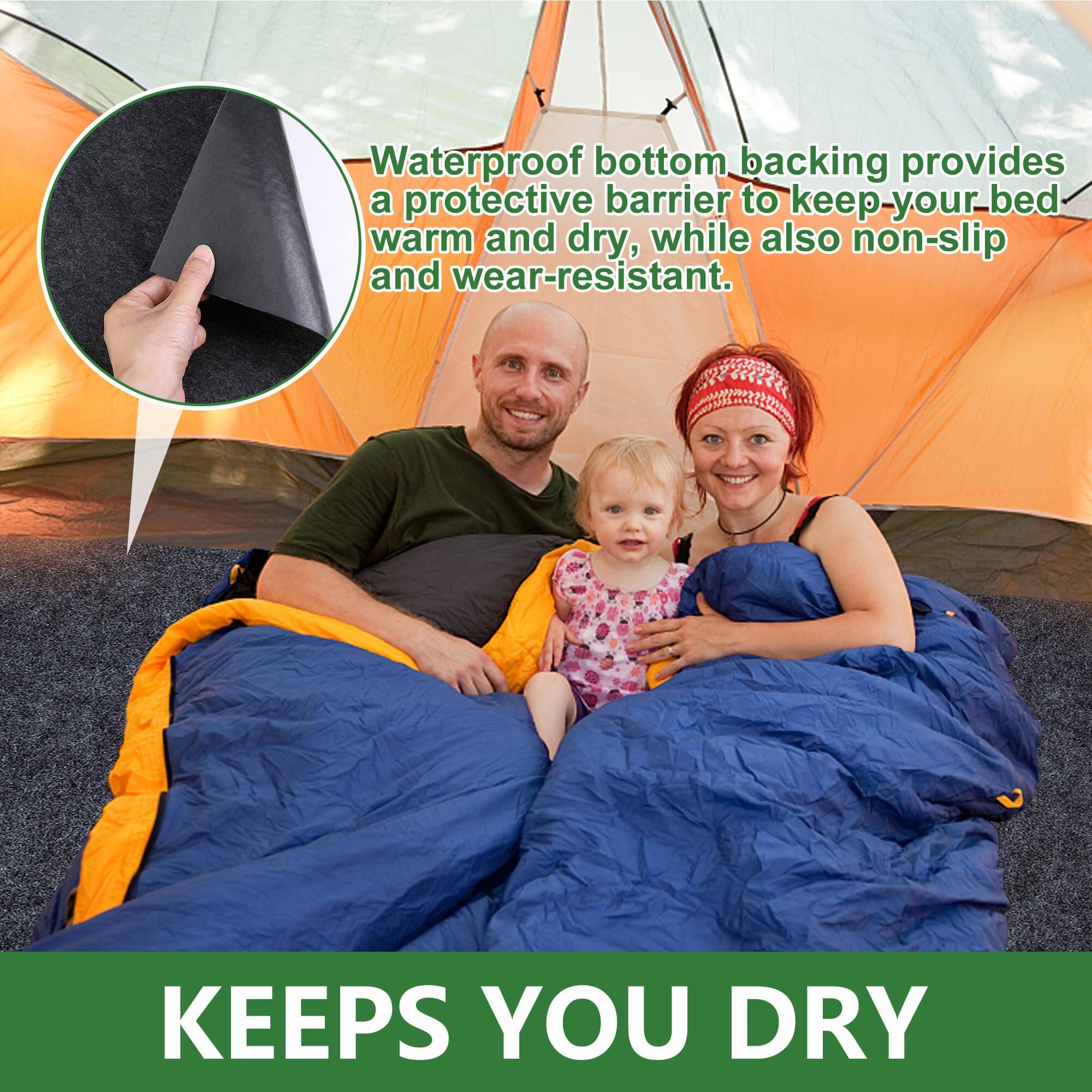 Waterproof bottom backing provides a protective barrier to keep your bed warm and dry, while also non-slip and wear-resistant.

KEEPS YOU DRY