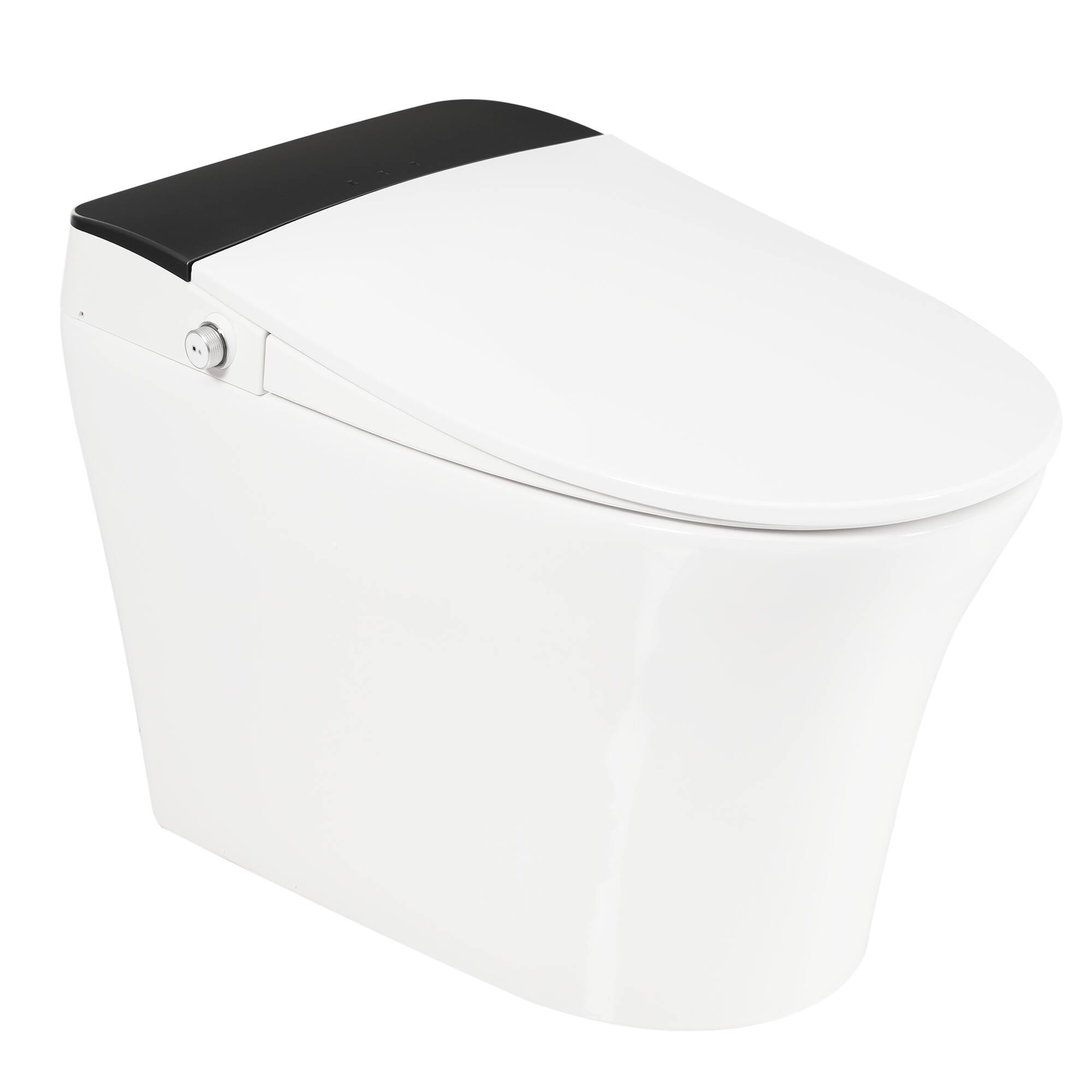 Front. Ecooso - Smart Toilet with Heated Seat, Tankless One Piece, Foot Sensor Flush, Night Light, Knob and Power Flush - White/gray.
