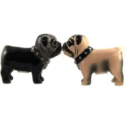 Front. Pacific Trading - Puppy Little Love Pug Ceramic Magnetic Salt and Pepper Shakers - Multicolor.