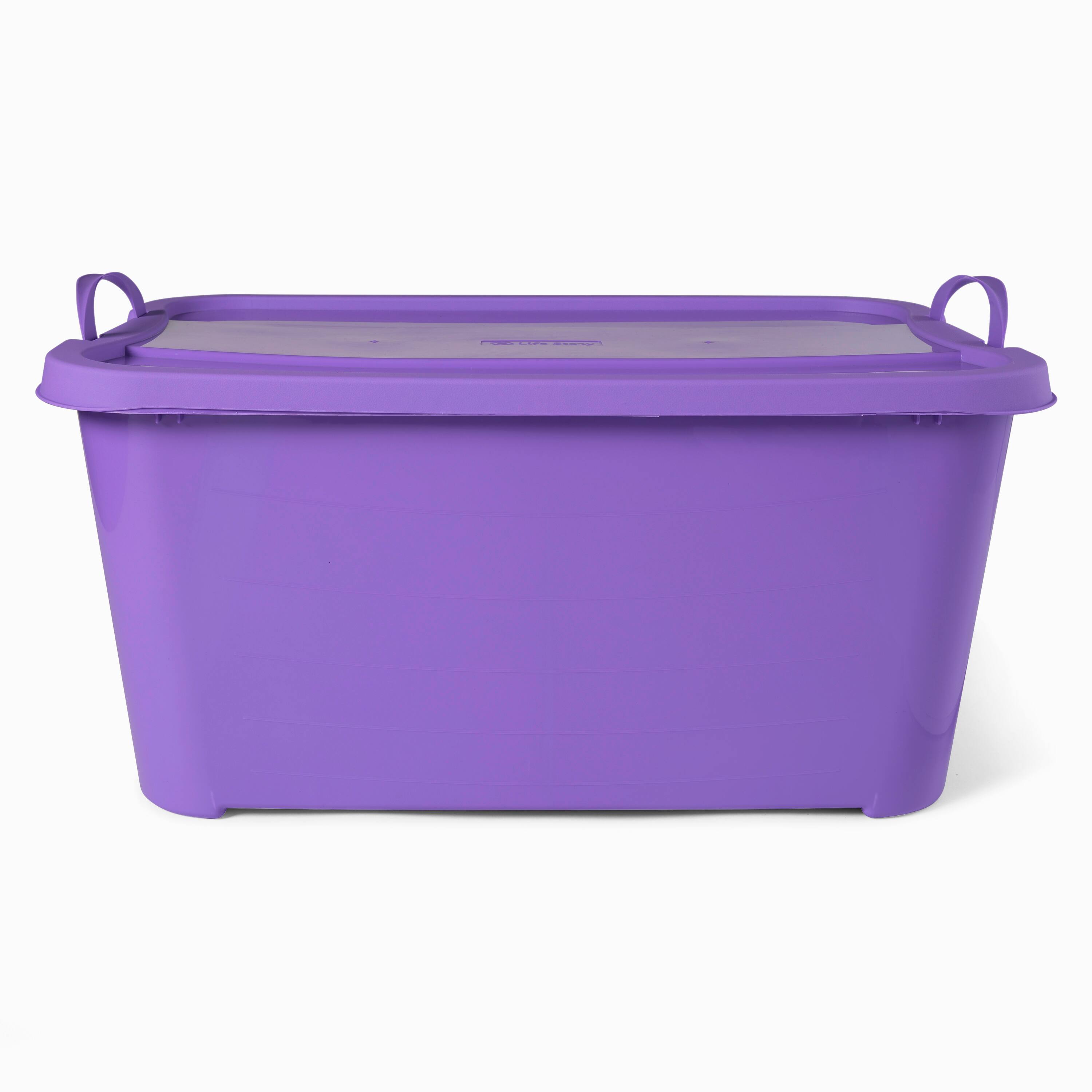 Alt View 7. Life Story - Life Story 55 Quart Stackable Storage Bin, Light Duty Container, Purple, 12 Pack - Solid Purple.