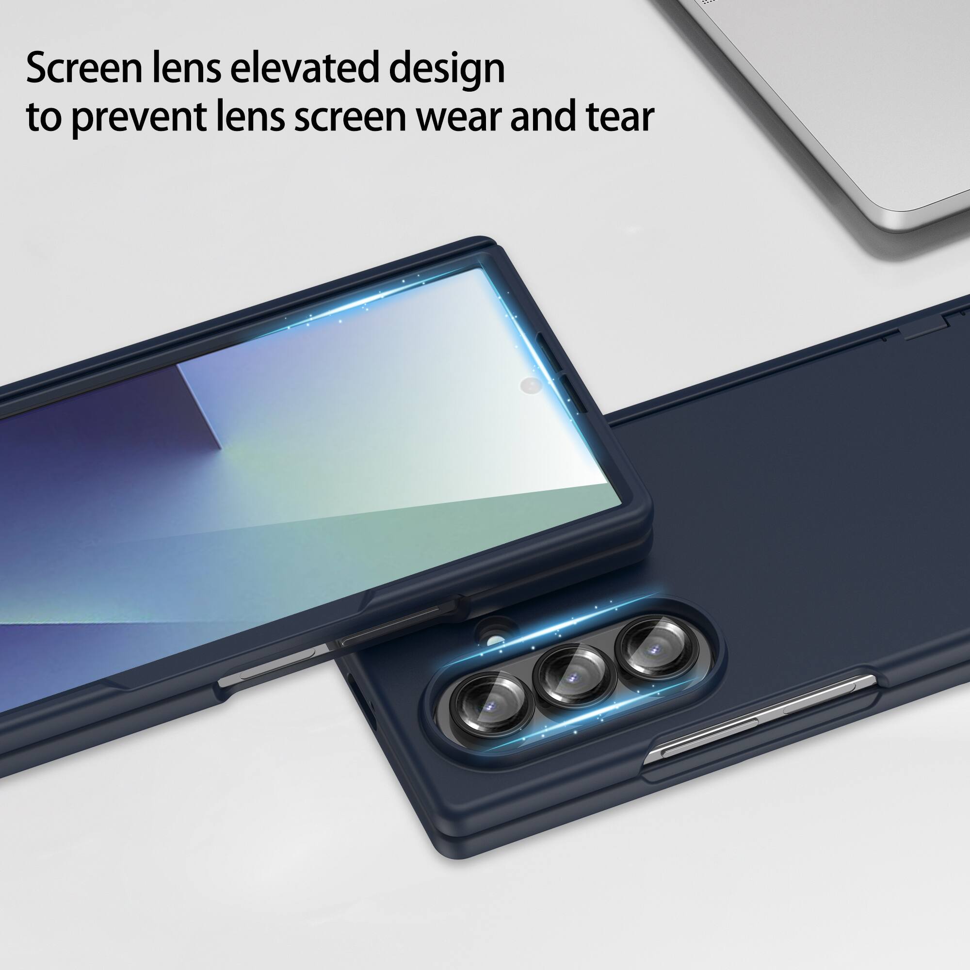 Screen lens elevated design to prevent lens screen wear and tear