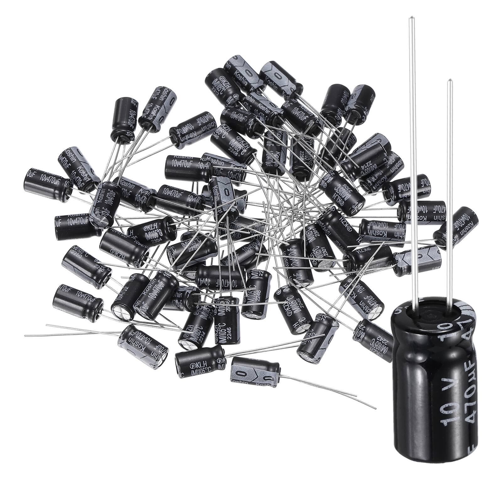 Unique Bargains - 470uF 10V 6x12mm Electrolytic Capacitor, 105C High Temp Radial Leads, for TVs/LCDs/VCD, 60pcs - Black price history on PriceWatchPro