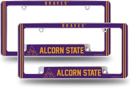 Rico Industries - Alcorn State NCAA Braves (Set of 2) Chrome Metal License Plate Frames with Bold Full Frame Design - Multi