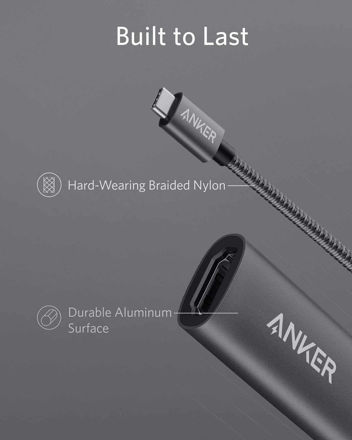 Built to Last
ANKER
Hard-Wearing Braided Nylon
Durable Aluminum Surface
ANKER