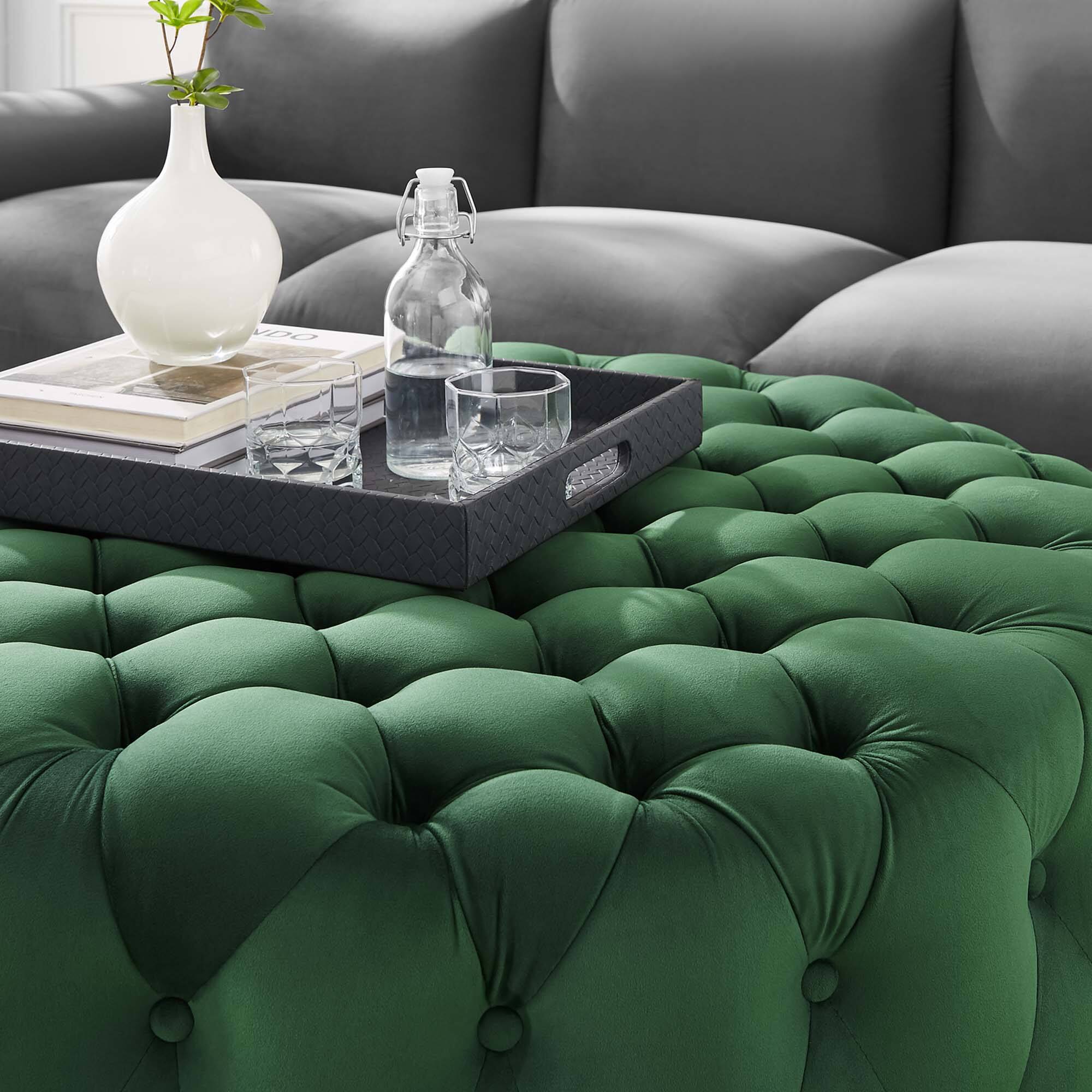 Back. Modway - Amour Tufted Button Large Round Performance Velvet Ottoman by Modway - EEI-5469-EME.