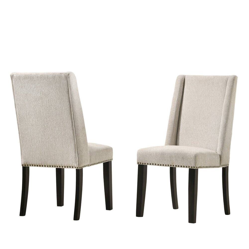 Angle. Carolina Chair & Table - Alden Wood Top 36" Round Dining Table and 4 Laurant Upholstered Dining Chairs - Elm, Black.