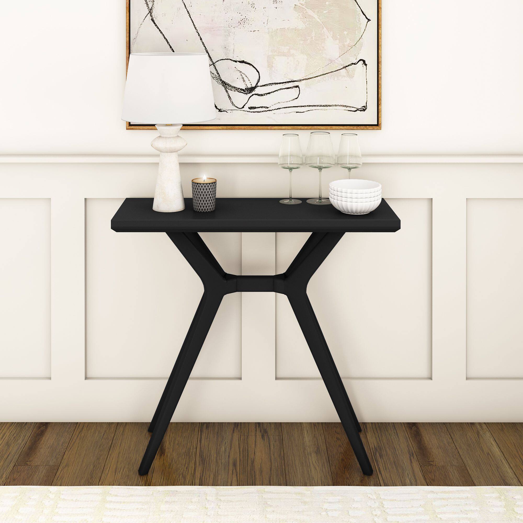Front. Plank+Beam - Verso Console Table (36in / 910mm), Black - Black.