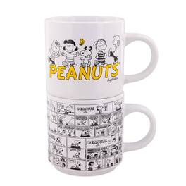 Silver Buffalo - Peanuts Comic Panels 2-Piece Ceramic Stackable Mug Set | Each Holds 13 Ounces - White