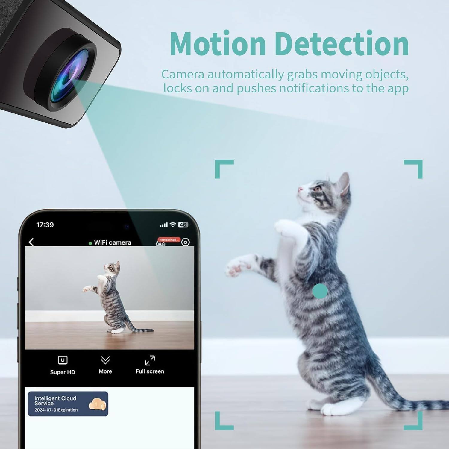 Motion Detection Camera automatically grabs moving objects, locks on and pushes notifications to the app

17:39 5 WiFi camera

Super HD More Full screen

Intelligent Cloud Service 2024-07-01 Expiration