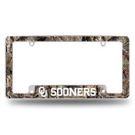 Rico Industries - Oklahoma Sooners Chrome Metal License Plate Frame with Bold Mossy Oak Camouflaged Camo Design - Multi