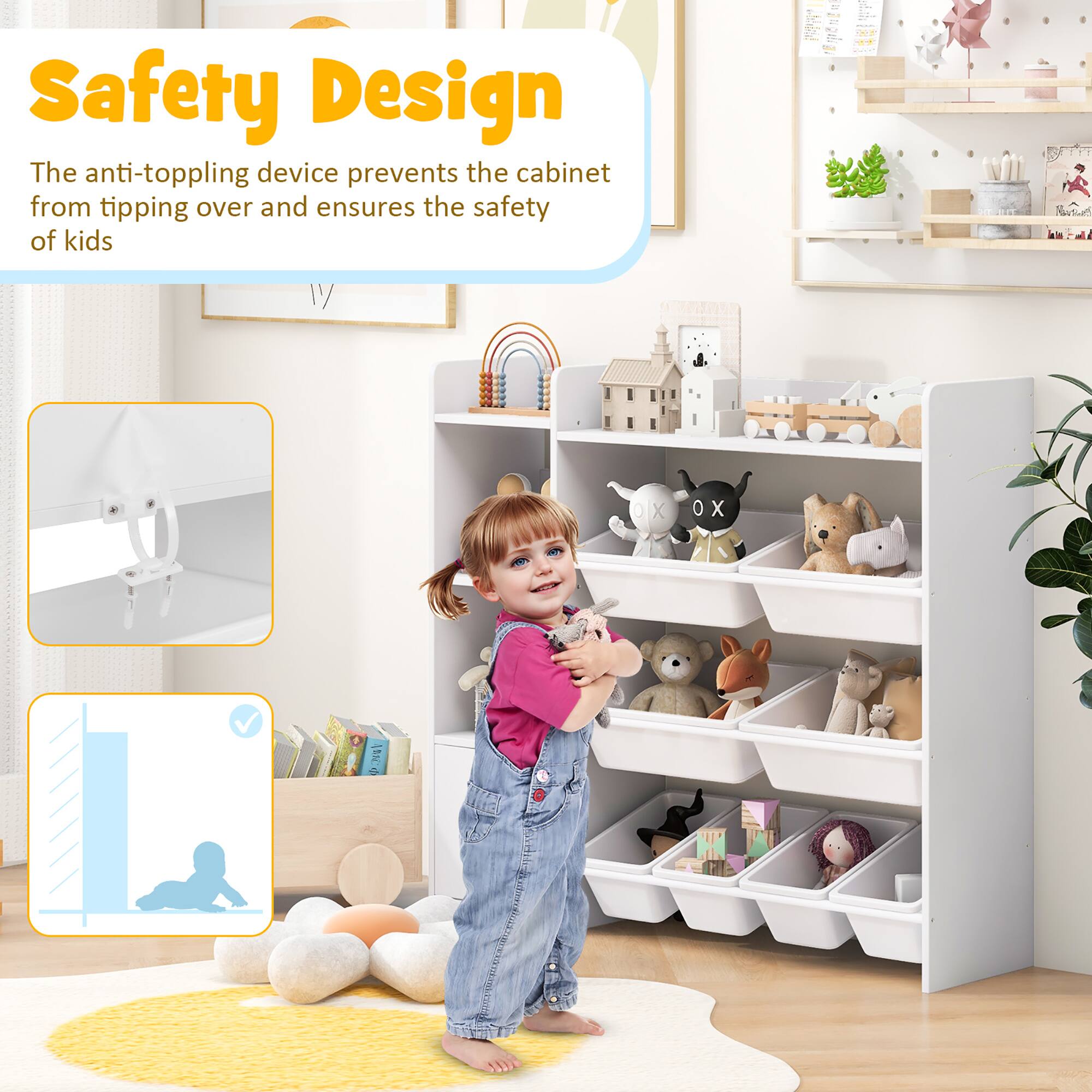 Gymax 4 Tier Kids Toy Storage Organizer Bookshelf w/ 8 Toy