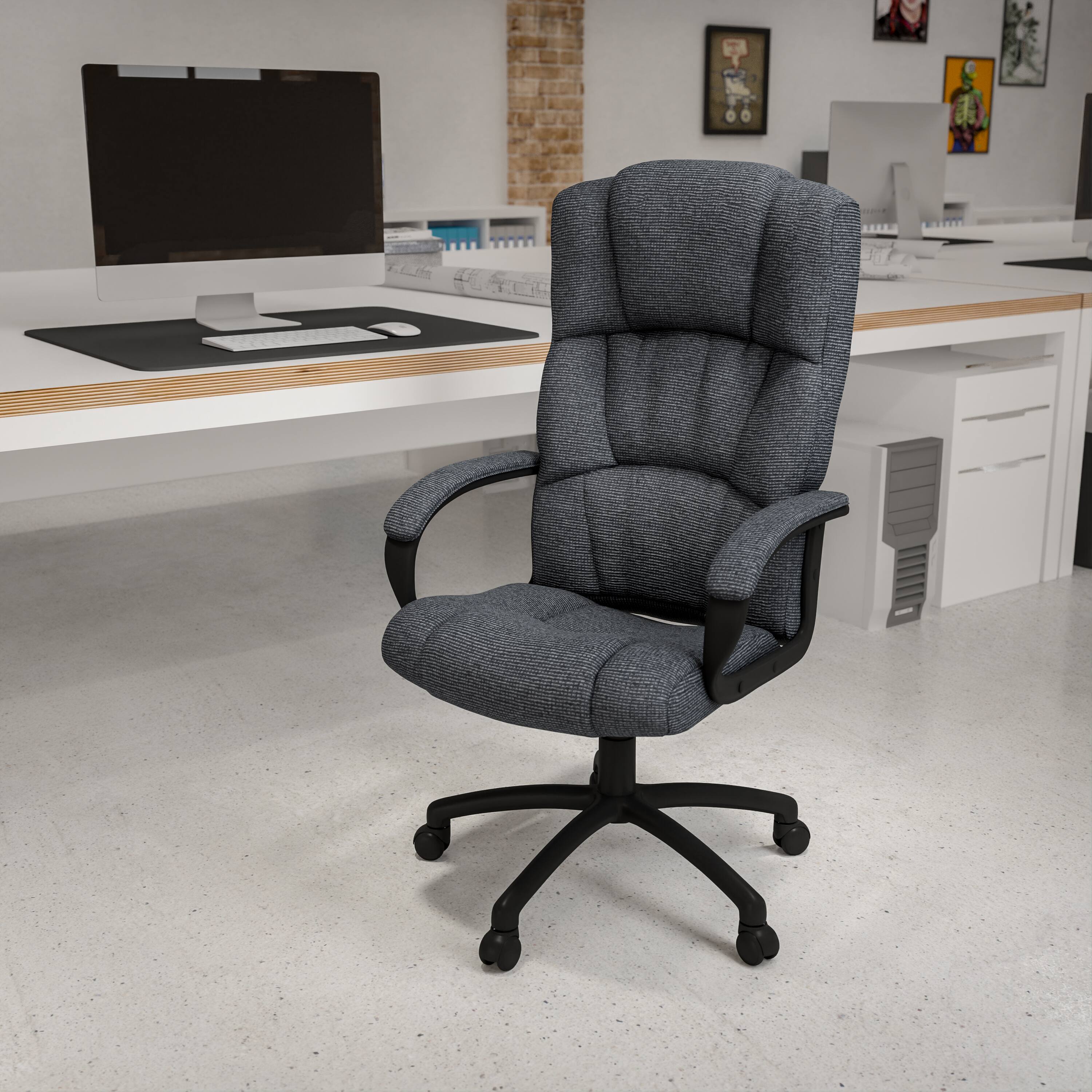 Alt View 1. Emma + Oliver - High Back Fabric Executive Swivel Office Chair with Arms - Gray.