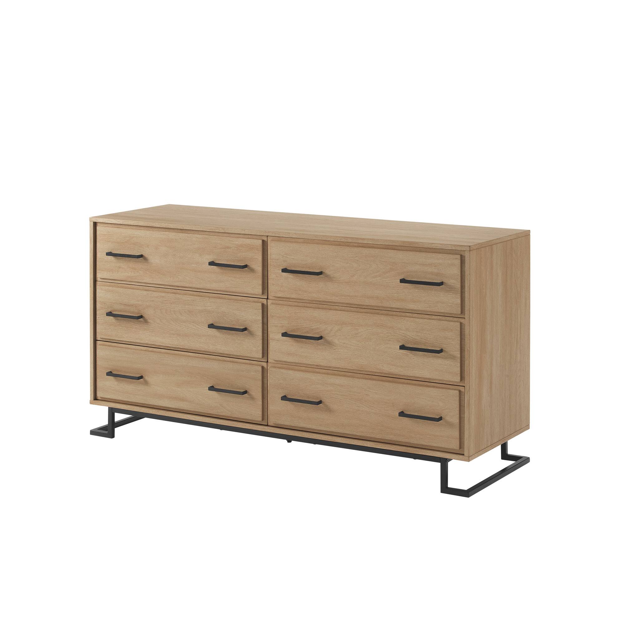 Angle Zoom. Walker Edison - Contemporary Angle-Leg 6-Drawer Dresser - Coastal Oak.