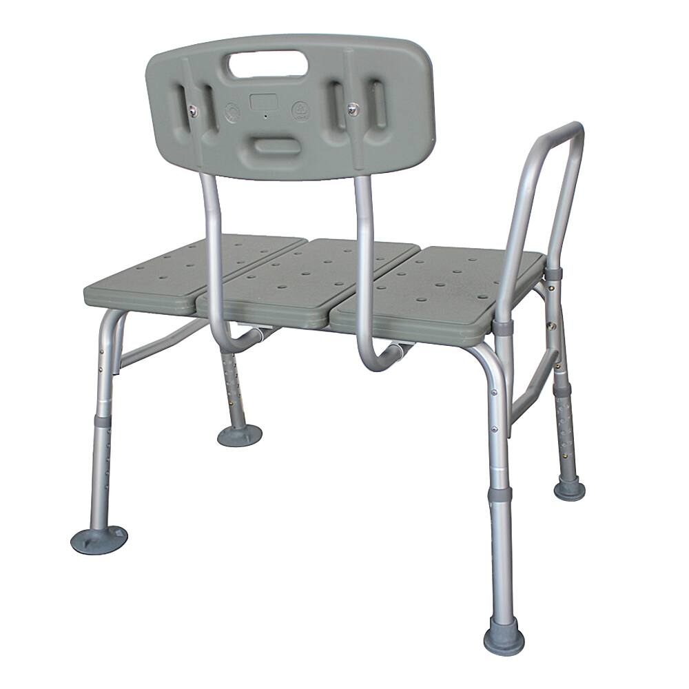 Alt View 1. Winado - Shower Chair Bath Tub Shower Transfer Bench Stool with Backrest Seat, Adjustable Heights, Non-Slip Handle, Drain Holes - Gray.