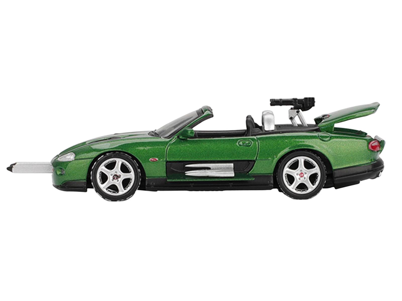 Alt View 2. True Scale Miniatures - Jaguar XKR Green Metallic 007 James Bond "Die Another Day" (2002) Movie Limited Edition 1/64 Model Car by Mini GT.