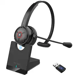 Delton - 50X Noise Canceling Wireless Headset & Charging Dock (DBTHEAD50XBTDL) - Black