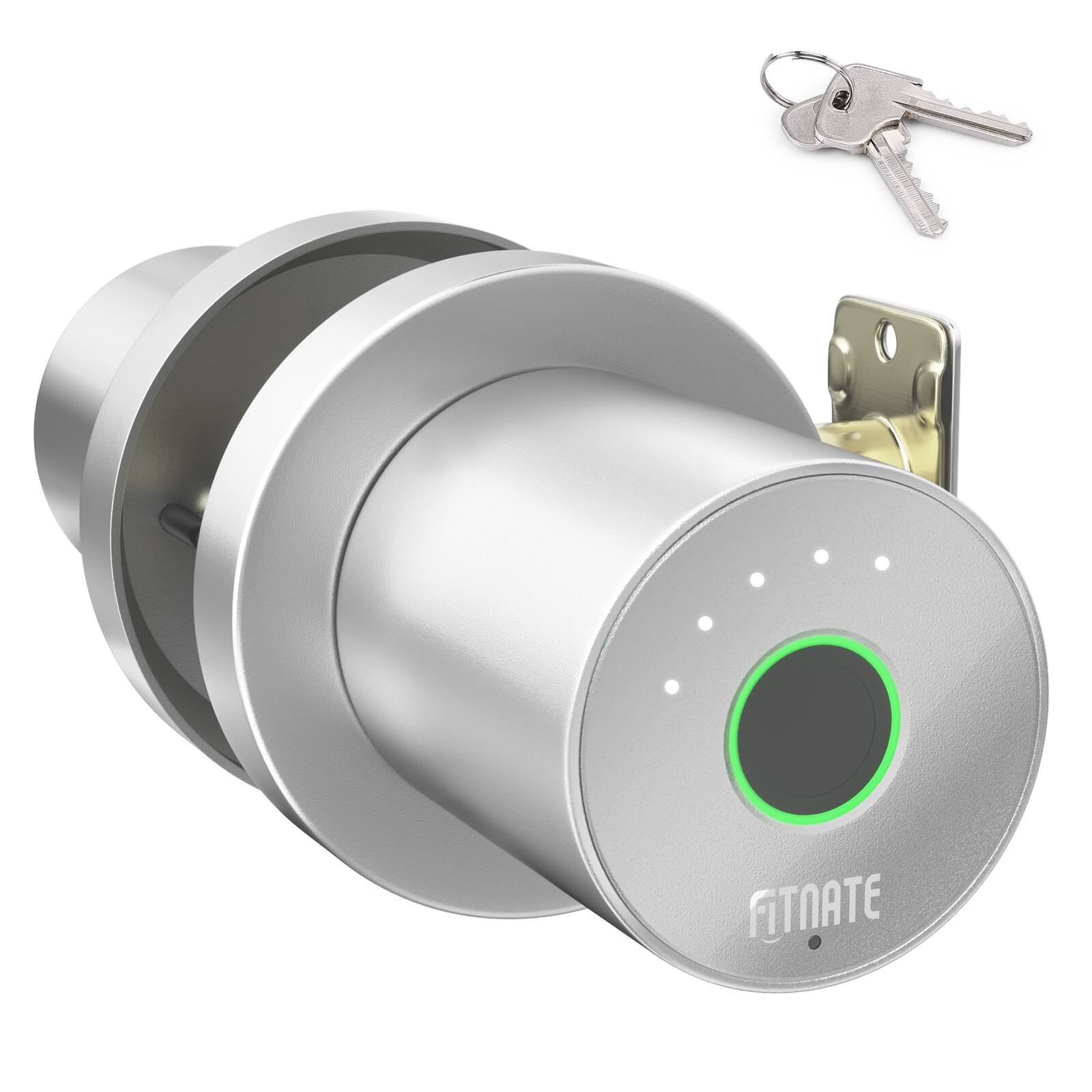 Alt View 8. Fitnate - Biometric Digital Door Lock Fingerprint Door knob with App Control for Home, Silver - Silver.