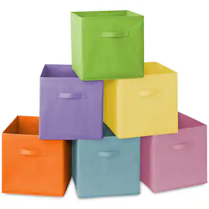 Front. Casafield - (Set of 6) Collapsible Fabric Cubes - Storage Bins.