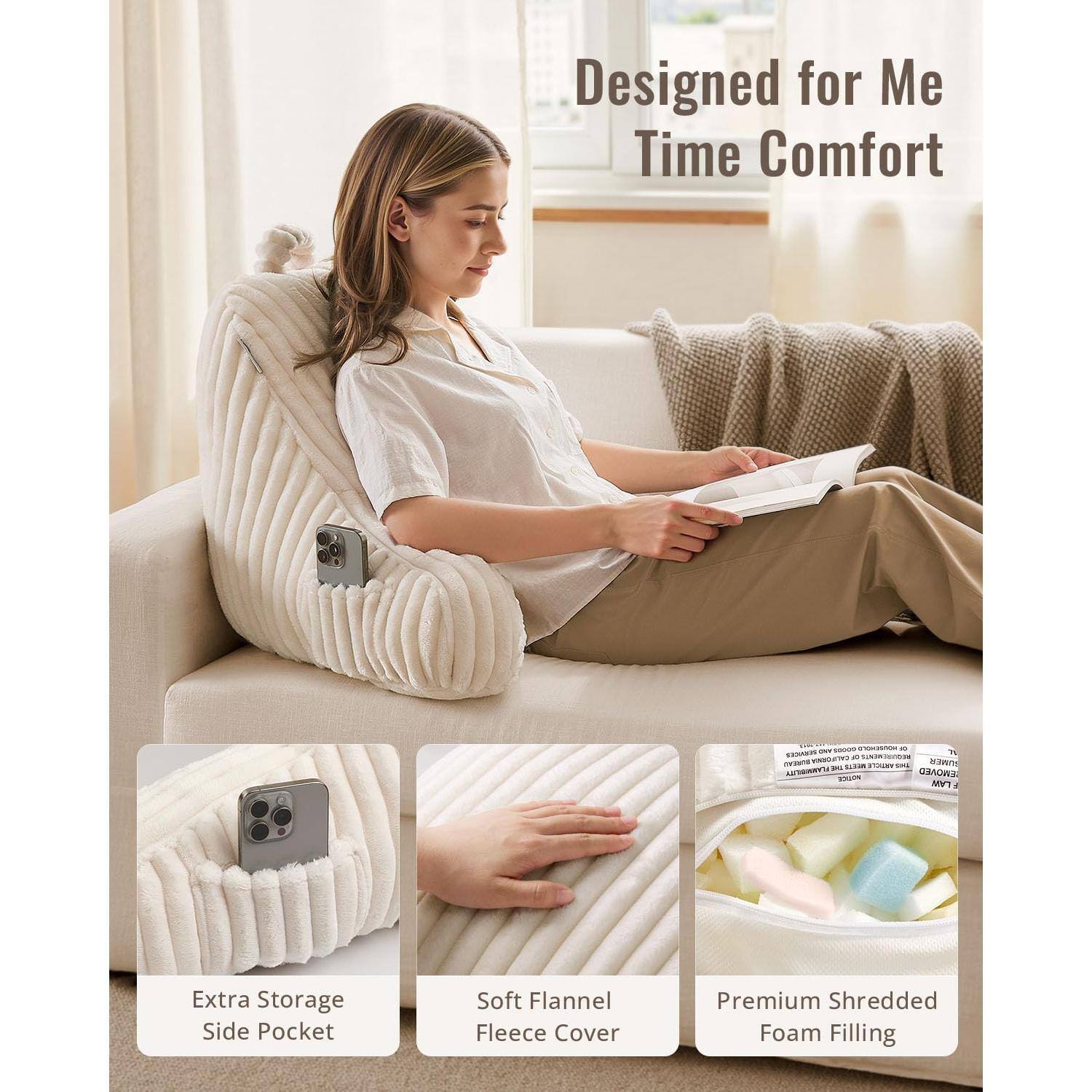 Designed for Me Time Comfort

Extra Storage Side Pocket

Soft Flannel Fleece Cover

Premium Shredded Foam Filling