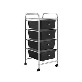 Sugift - 4-Drawer Cart Storage Bin Organizer Rolling with Plastic Drawers - Black
