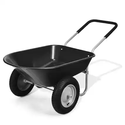 Front. SKONYON - Two Tire Wheelbarrow with Heavy Duty Steel Frame and Large Capacity Garden Hauling Design - Black.