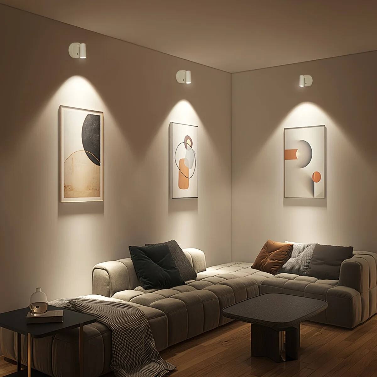 Alt View 2. Luckbyte - Ultra-Compact LED Spotlight Set of 2, 4.3" Mini Reading Light with 3.14" Diameter Base, 3 Color Modes & Touch Dimmable.