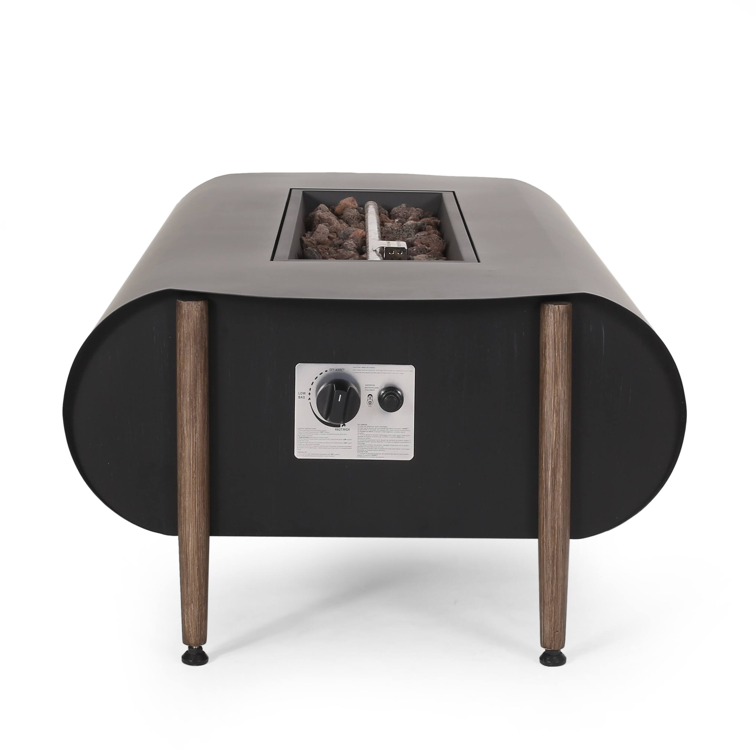 Alt View 9. APRILSOUL - VERNON RECTANGLE FIRE PIT 50000BTU - Dark Gray.