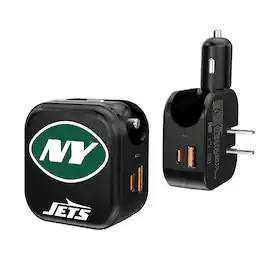Keyscaper - New York Jets Dual Port USB Car & Home Charger - Multicolor