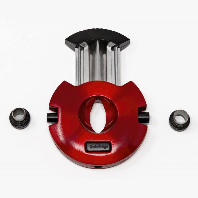 Alt View 1. Prestige - XoticEdge Xceed V-Cut Cigar Cutter (Red) - Pearl Red & Black Two Tone Finish.