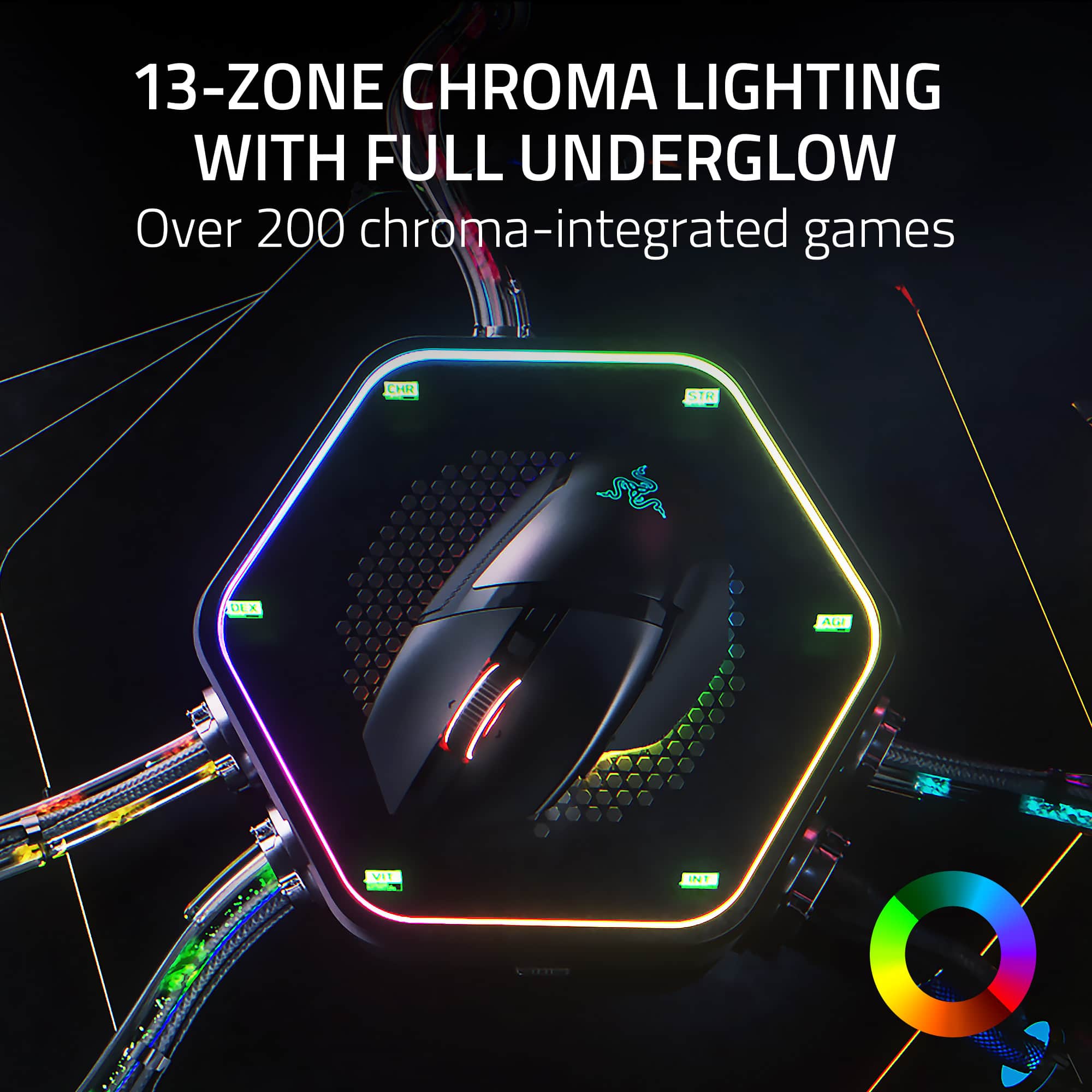 13-ZONE CHROMA LIGHTING WITH FULL UNDERGLOW Over 200 chroma-integrated games
