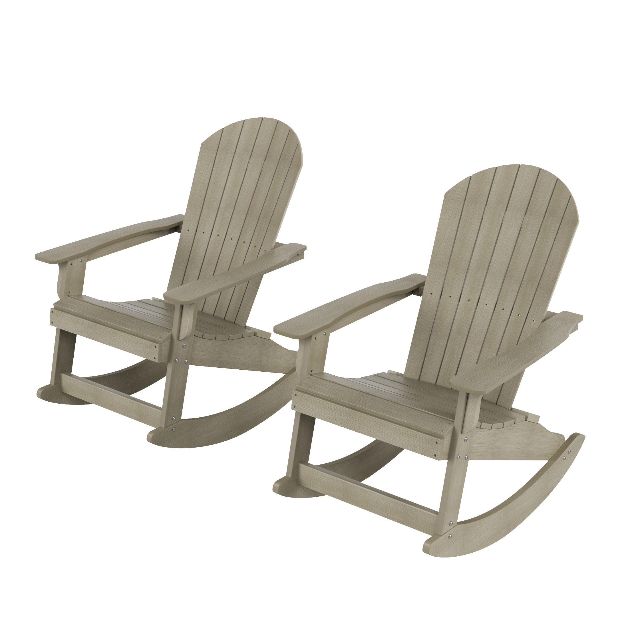 WestinTrends - Tuscany HIPS Outdoor Rocking Adirondack Chair (Set of 2) - Weathered Gray