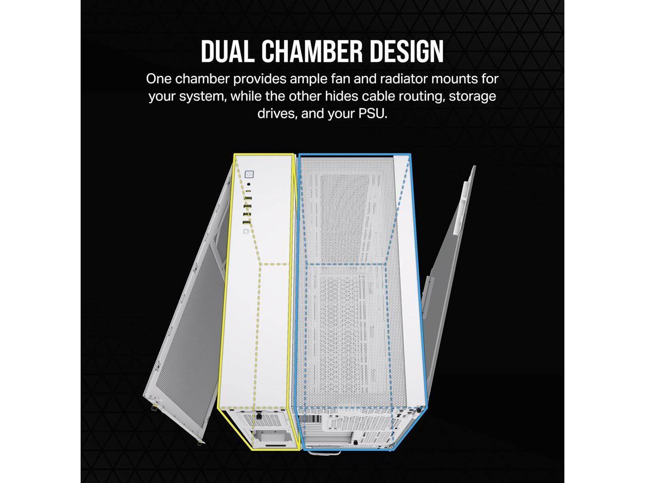 Alt View 4. CORSAIR - CORSAIR 6500D AIRFLOW Mid-Tower ATX Case – Tempered Glass – Reverse MB Support – White - White.