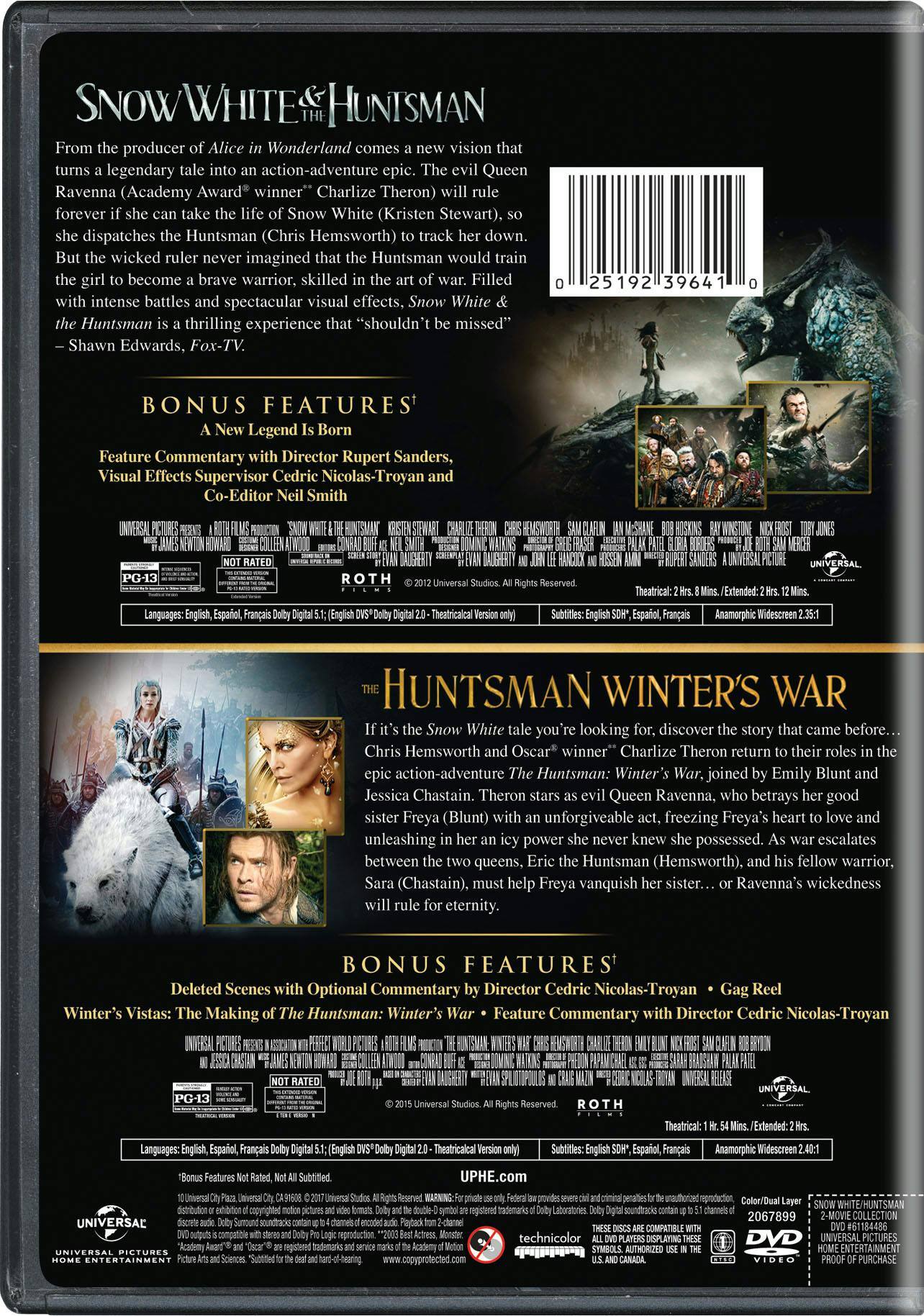 Angle. Snow White and the Huntsman/The Huntsman - Winter's War (DVD Double Feature) [DVD].