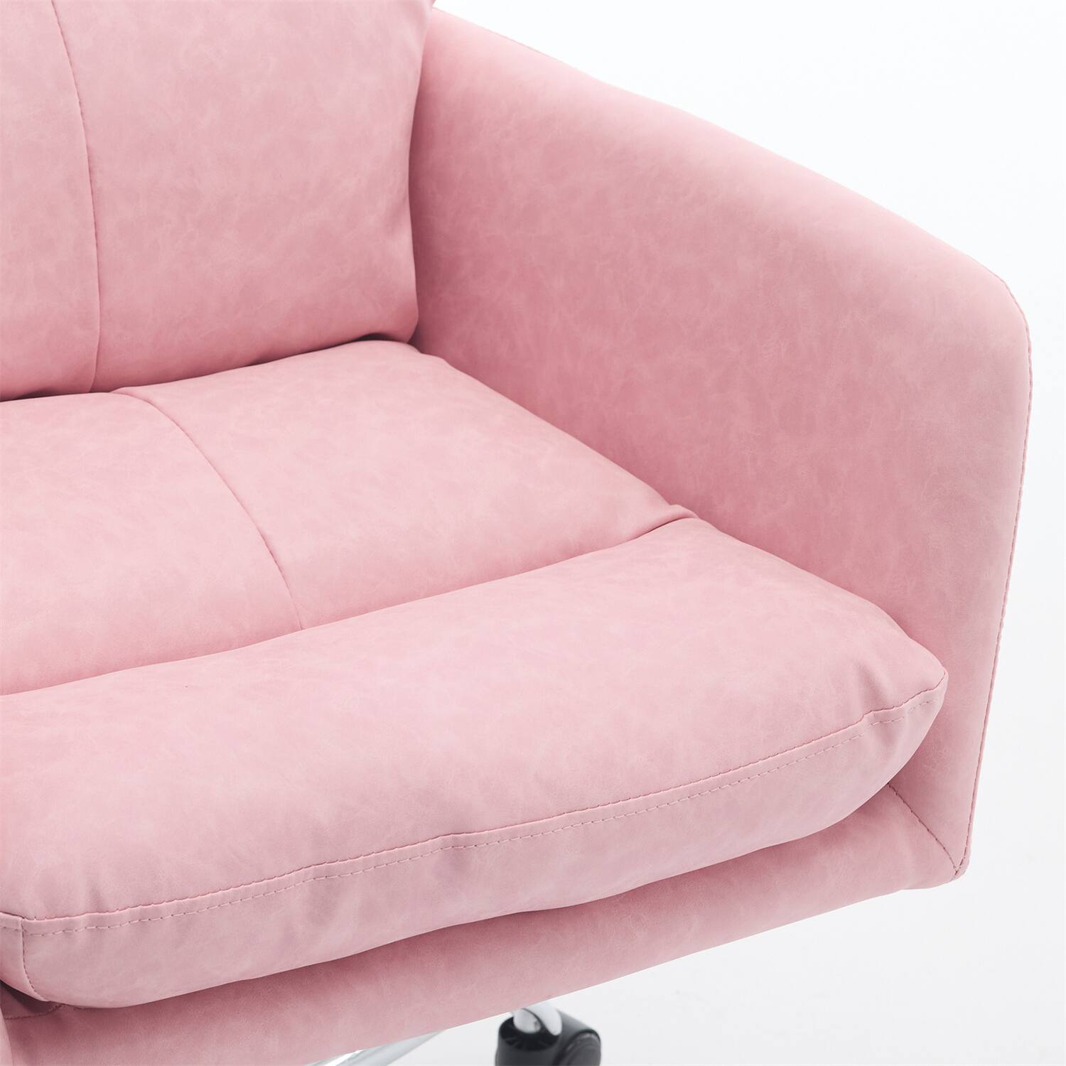 Alt View 5. Forest'nSky - Pink Artificial Leather Office Chair, Height-Adjustable with Black Base for Home & Office - Pink.