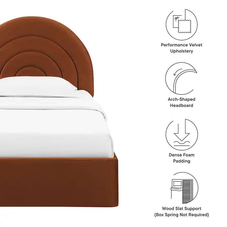 Comp.arch Dim Modway Rael Performance Velvet King Platform Bed Oatmeal - Best Buy