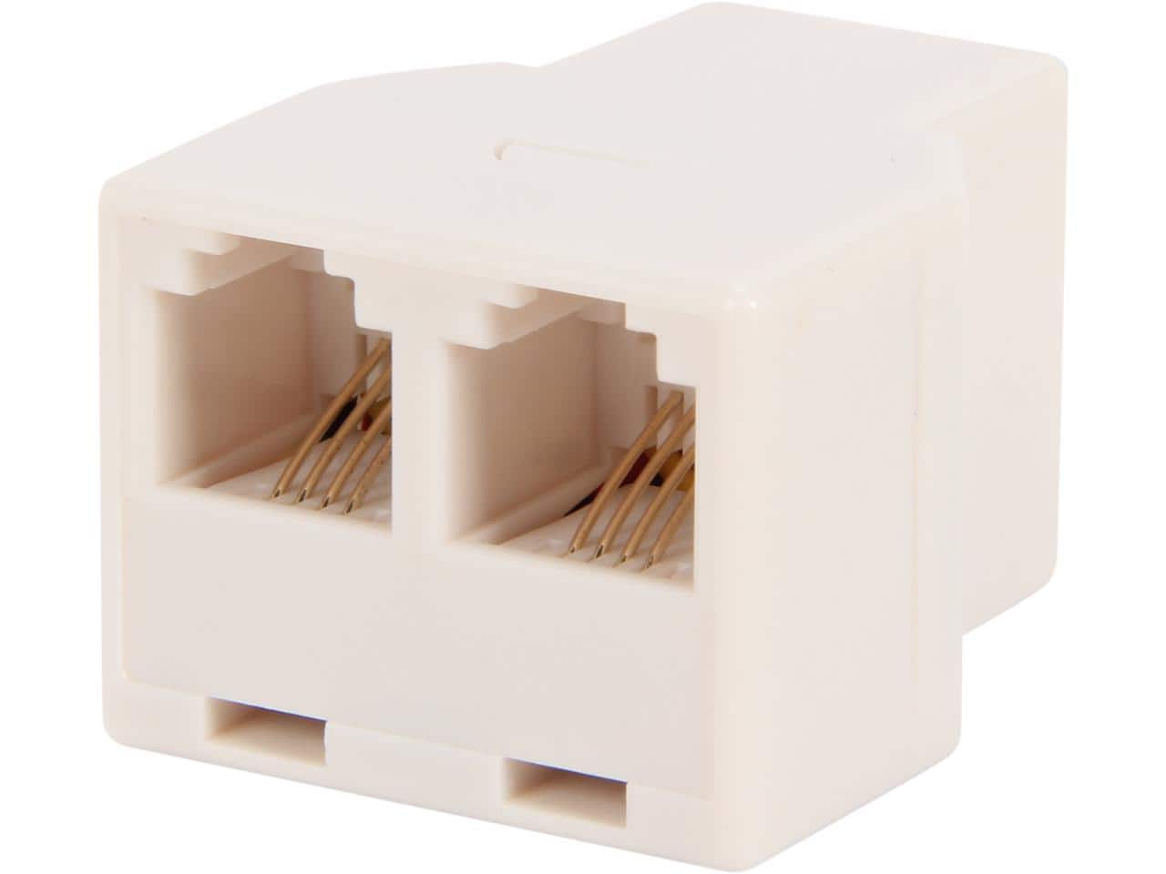 Nippon Labs - AD-64-F2F-WH RJ11 Telephone Jack Splitter Adapter, Male to 2 Female, White