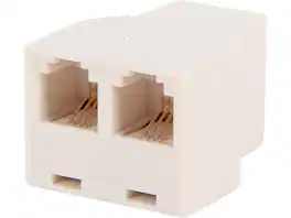 Nippon Labs - AD-64-F2F-WH RJ11 Telephone Jack Splitter Adapter, Male to 2 Female, White