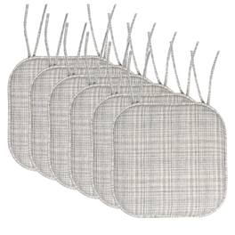 Sweet Home Collection - Aria Memory Foam Non-Slip 16" x 16" Chair Cushion Pad with Ties, 6-Pack - Silver/Cream