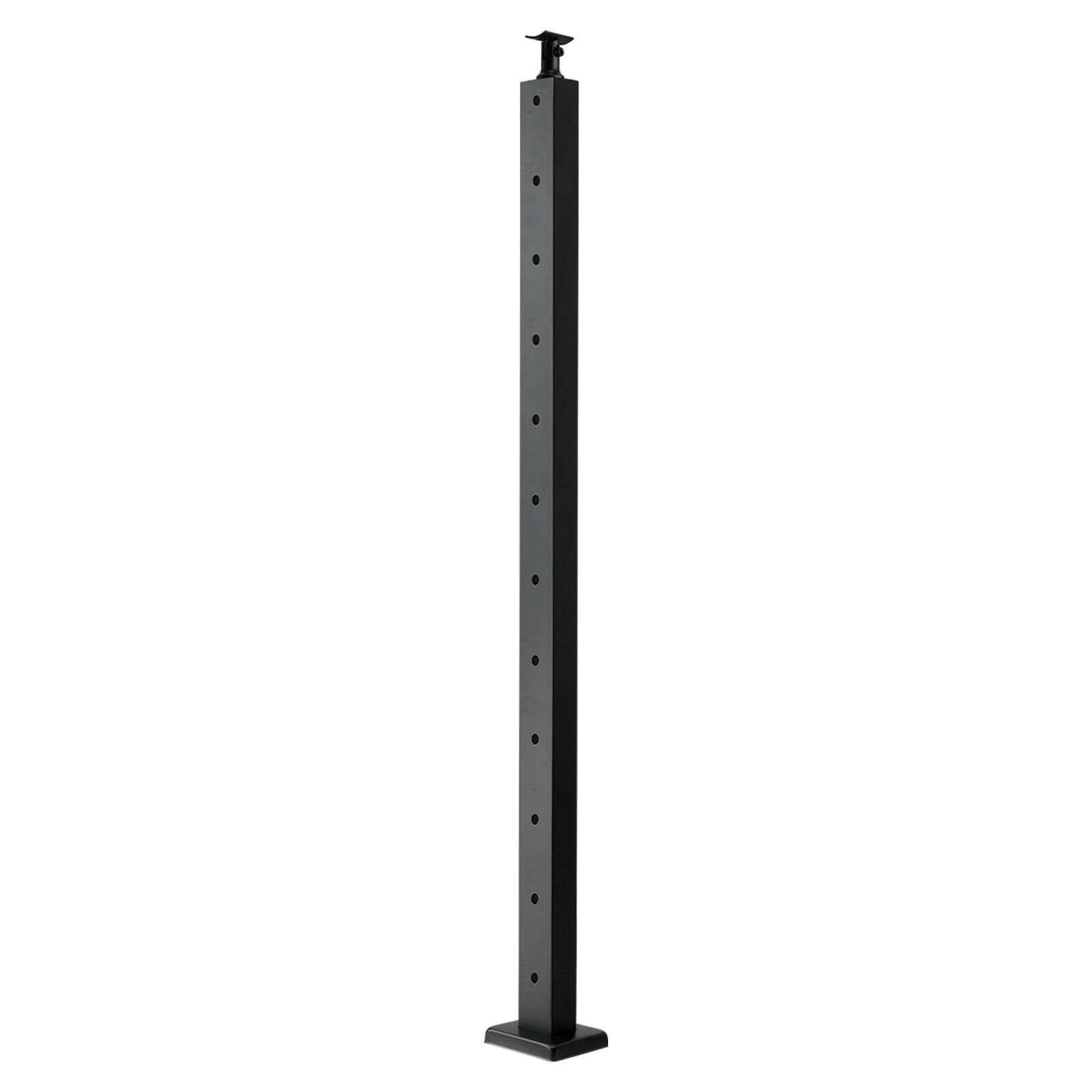 Alt View 5. VEVOR - Cable Railing Post, 42x1x2 Inch Level Deck Stair Posts, 1-Pack Stainless Steel Cable Handrail Post, Pre-Drilled Pickets - Black.