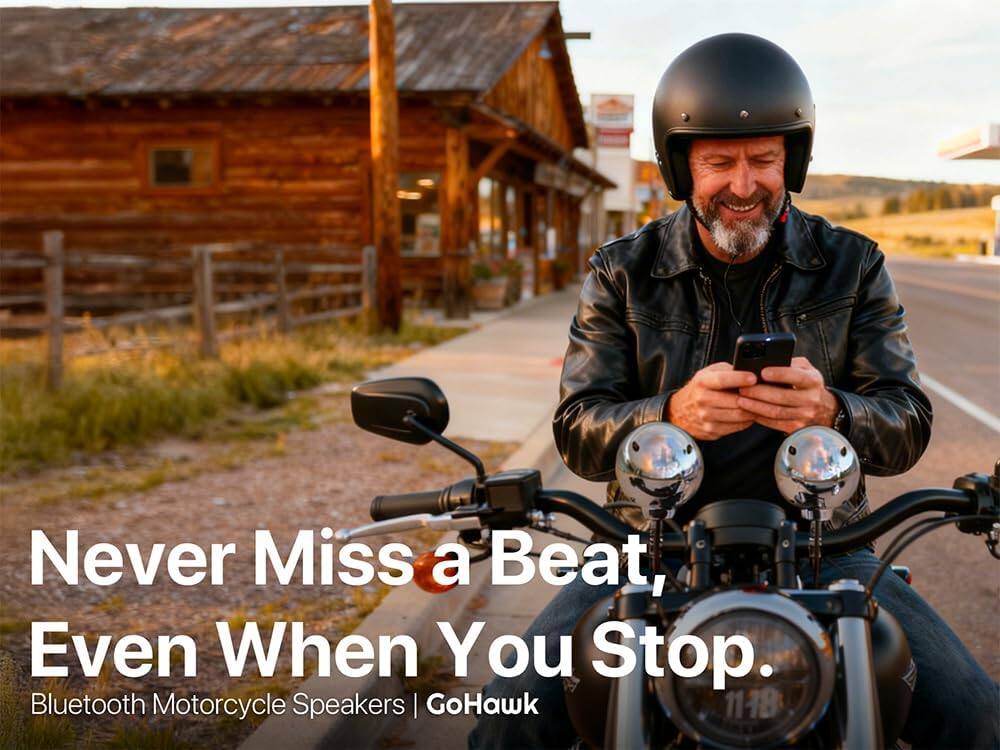 Never Miss a Beat, Even When You Stop.  
Bluetooth Motorcycle Speakers | GoHawk 1118