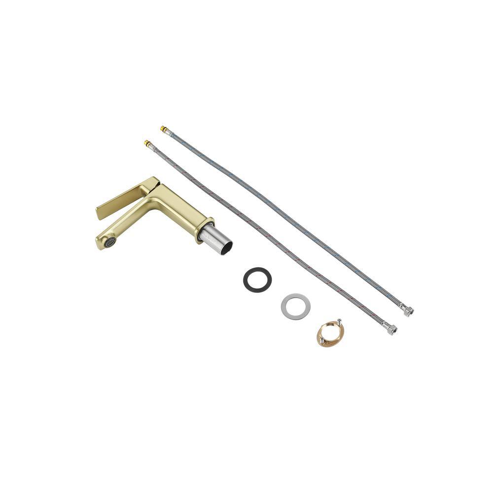 Alt View 1. Elegant Kitchen and Bath - Lena Single Hole Single Handle Bathroom Faucet in Brushed Gold - Brushed Gold.