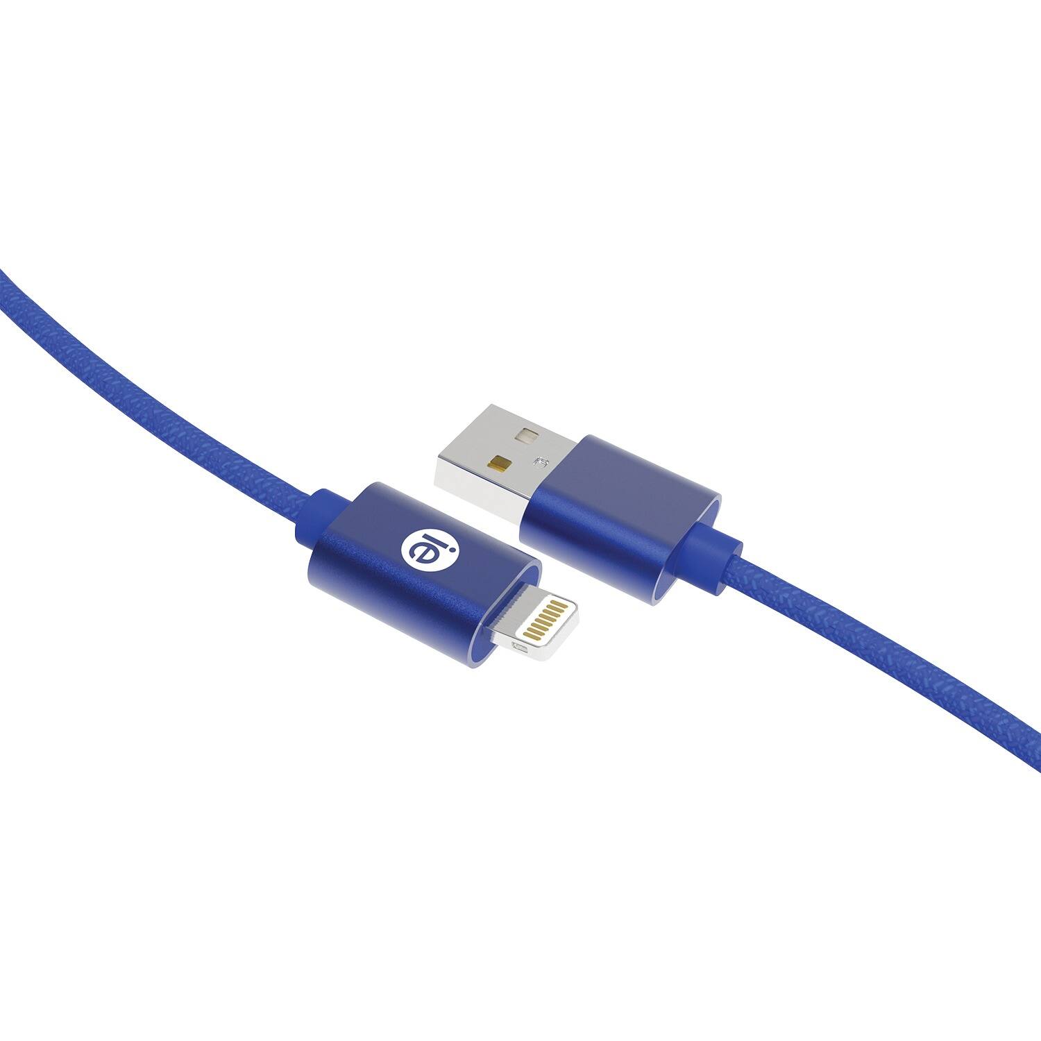 Front. iEssentials - Iessentials Ien-bc10l-bl Charge And Sync Braided Lightning To Usb Cable (120 In.; Blue) - blue.