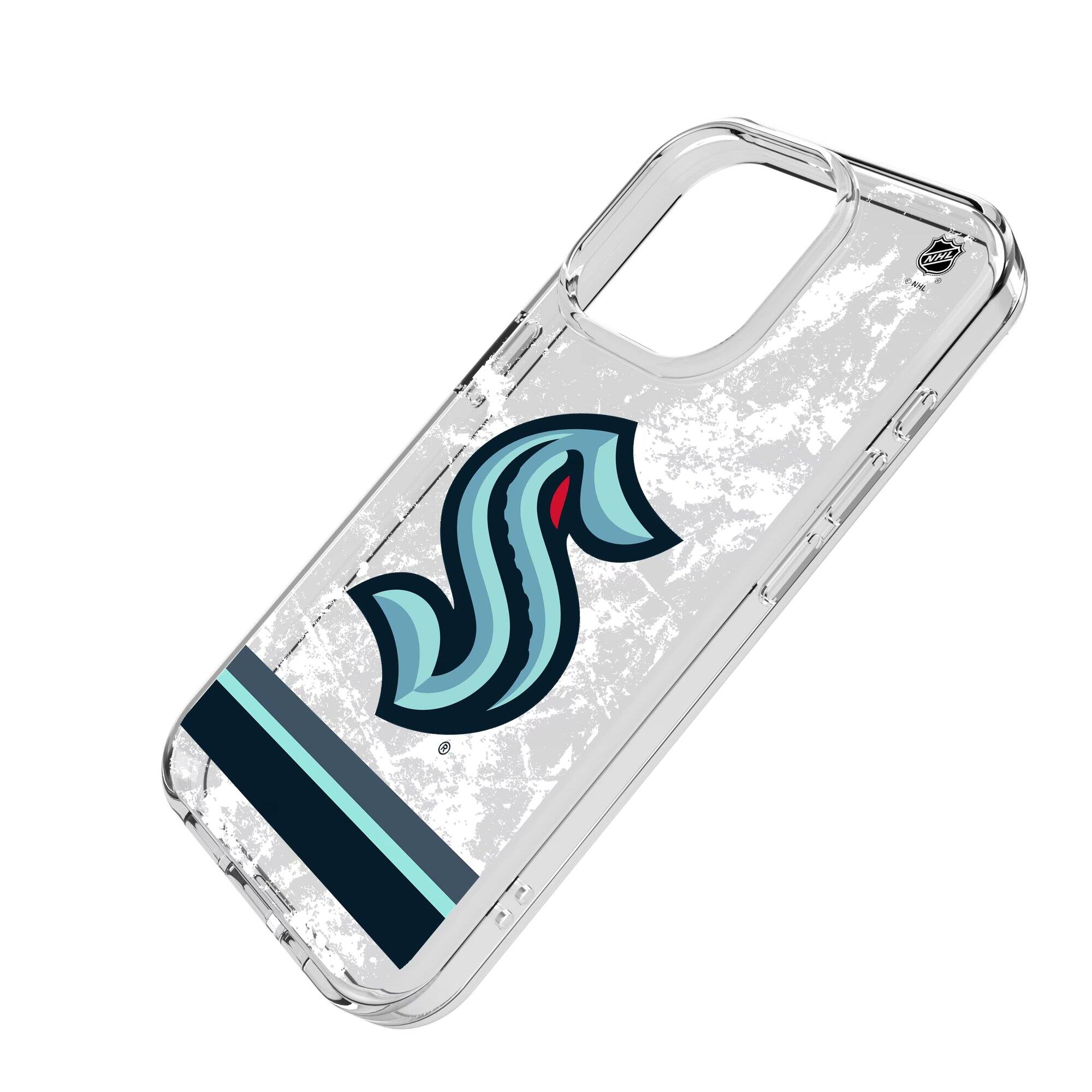 Alt View 1. Keyscaper - Seattle Kraken iPhone Stripe Clear Ice Case - 13 Pro - Multicolor.