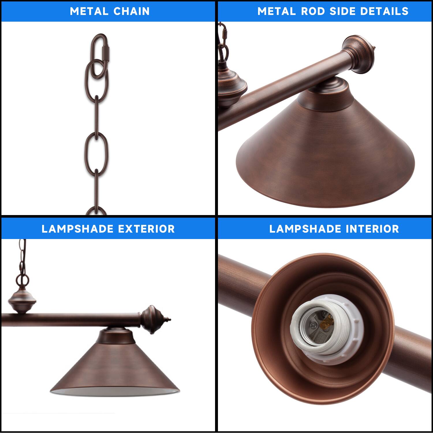 METAL CHAIN
METAL ROD SIDE DETAILS
LAMPSHADE EXTERIOR
LAMPSHADE INTERIOR