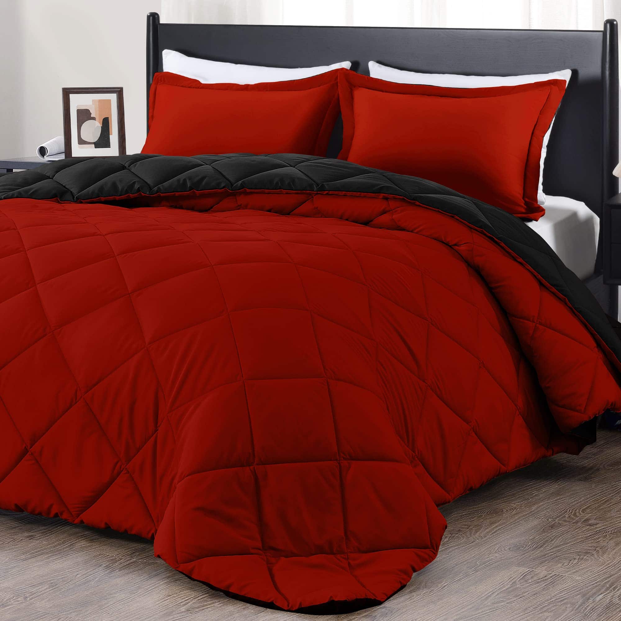 NICHOLAS KLEIN - King Set - And Soft Bedding Sets For All Seasons 1 104 x92 2 Pillow Shams 20 x36 - Black/Red King