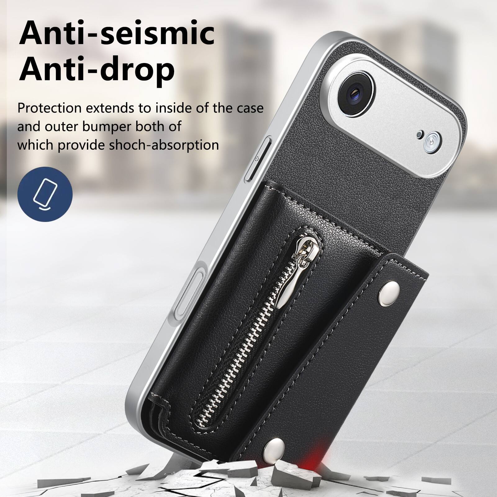 Anti-seismic Anti-drop Protection extends to inside of the case and outer bumper both of which provide shock-absorption