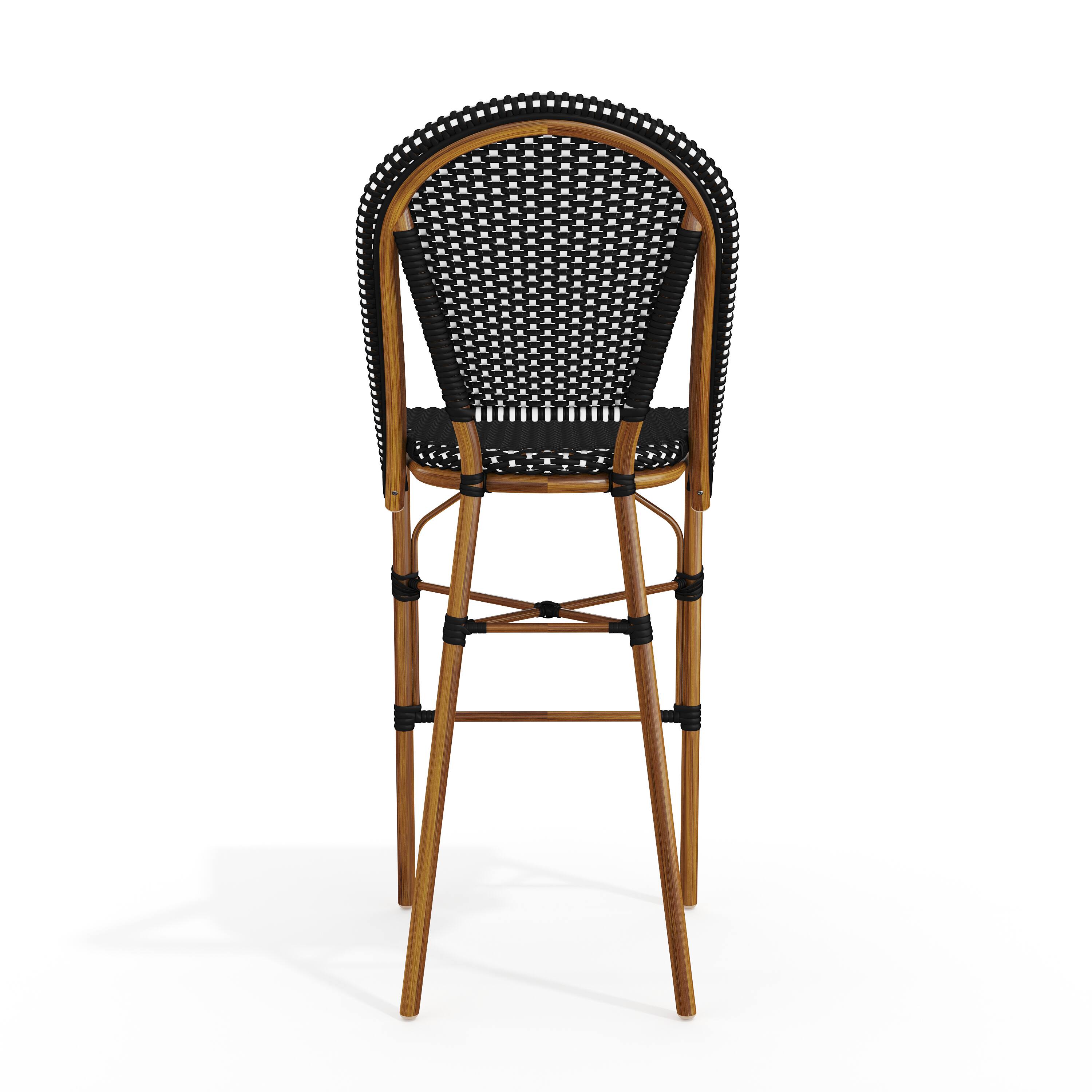 Alt View 7. Martha Stewart - Lily Pond All-Weather Stackable Patio Bistro Bar Stool - Black & White/Natural Frame.