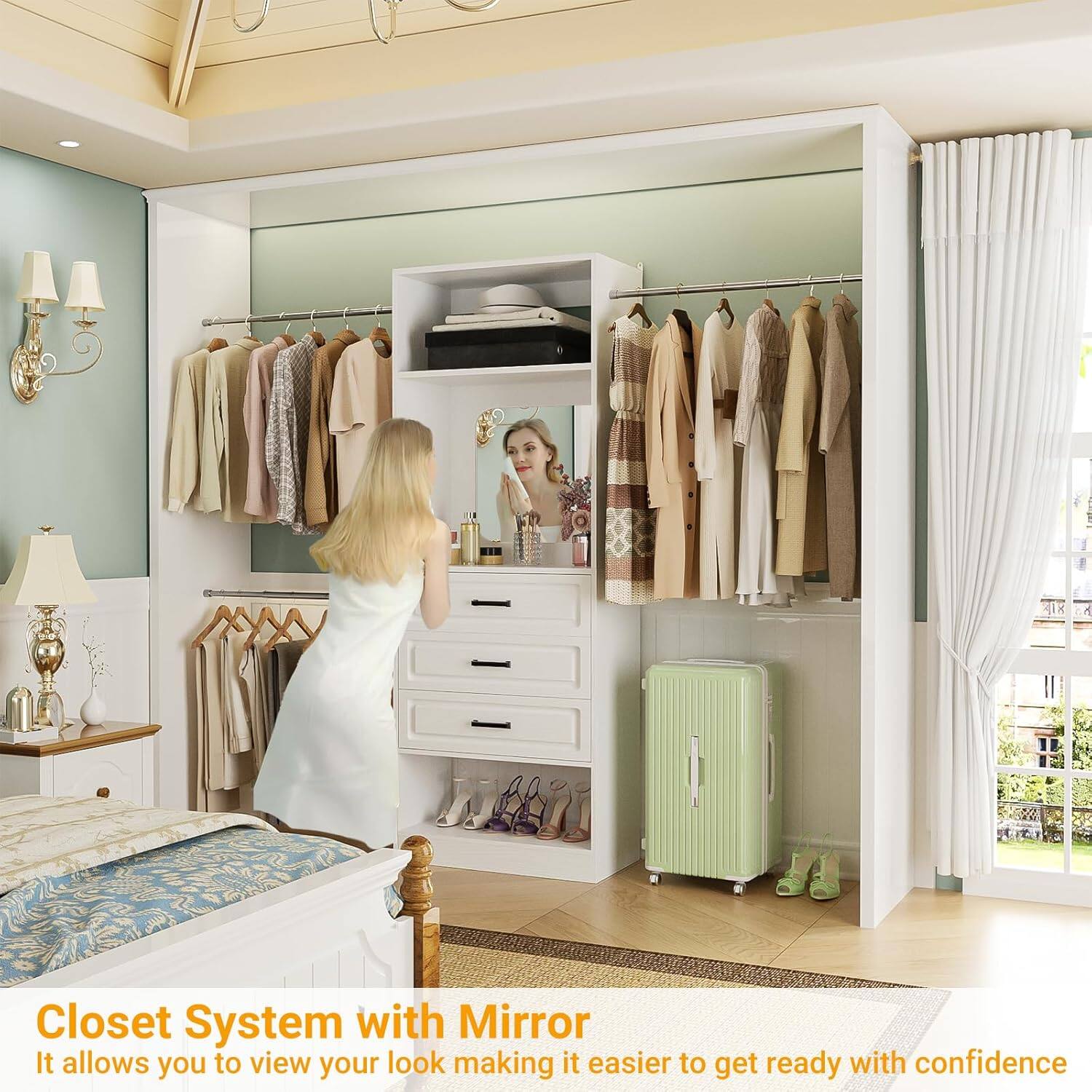 Closet System with Mirror  
It allows you to view your look making it easier to get ready with confidence