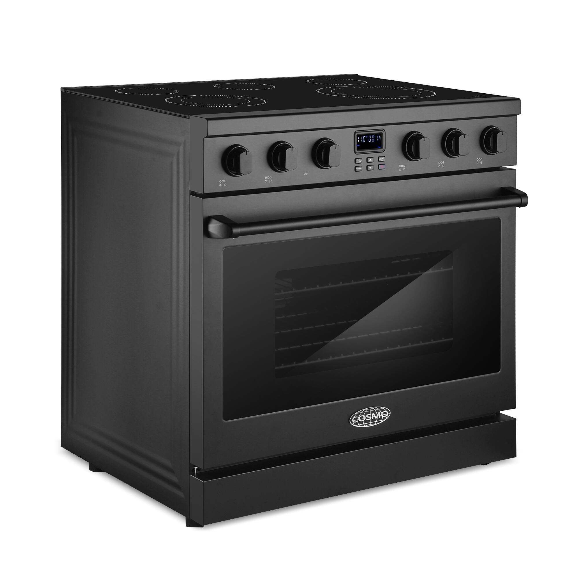 Alt View 1. COSMO - COS-ERC365KBD-BK 36 in. Haven Collection 6.0 cu. ft. Electric Ceramic Glass Range, 5 Burner Elements, Convection Oven - Matte Black.